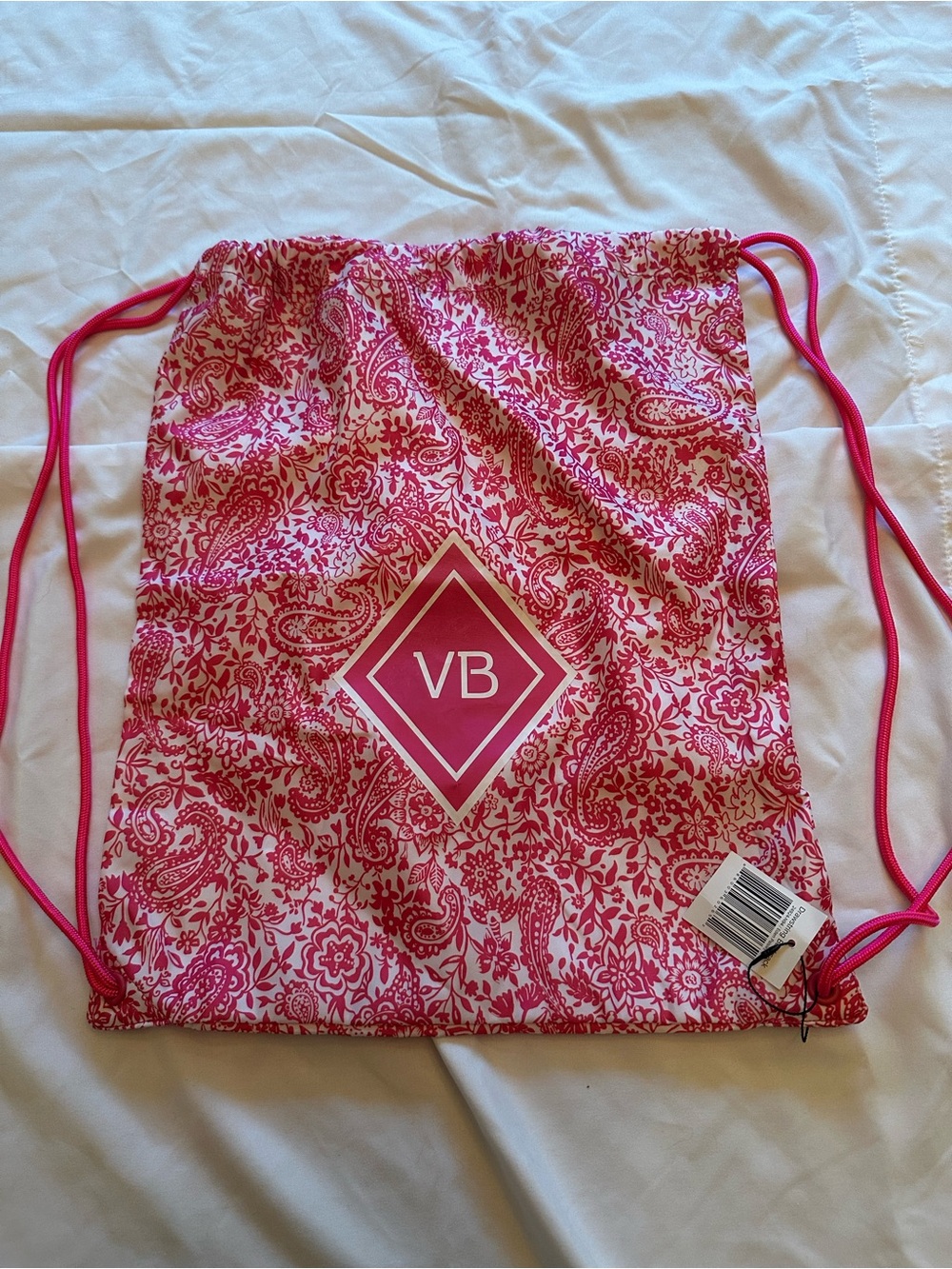 Pink Paisley Drawstring Bag